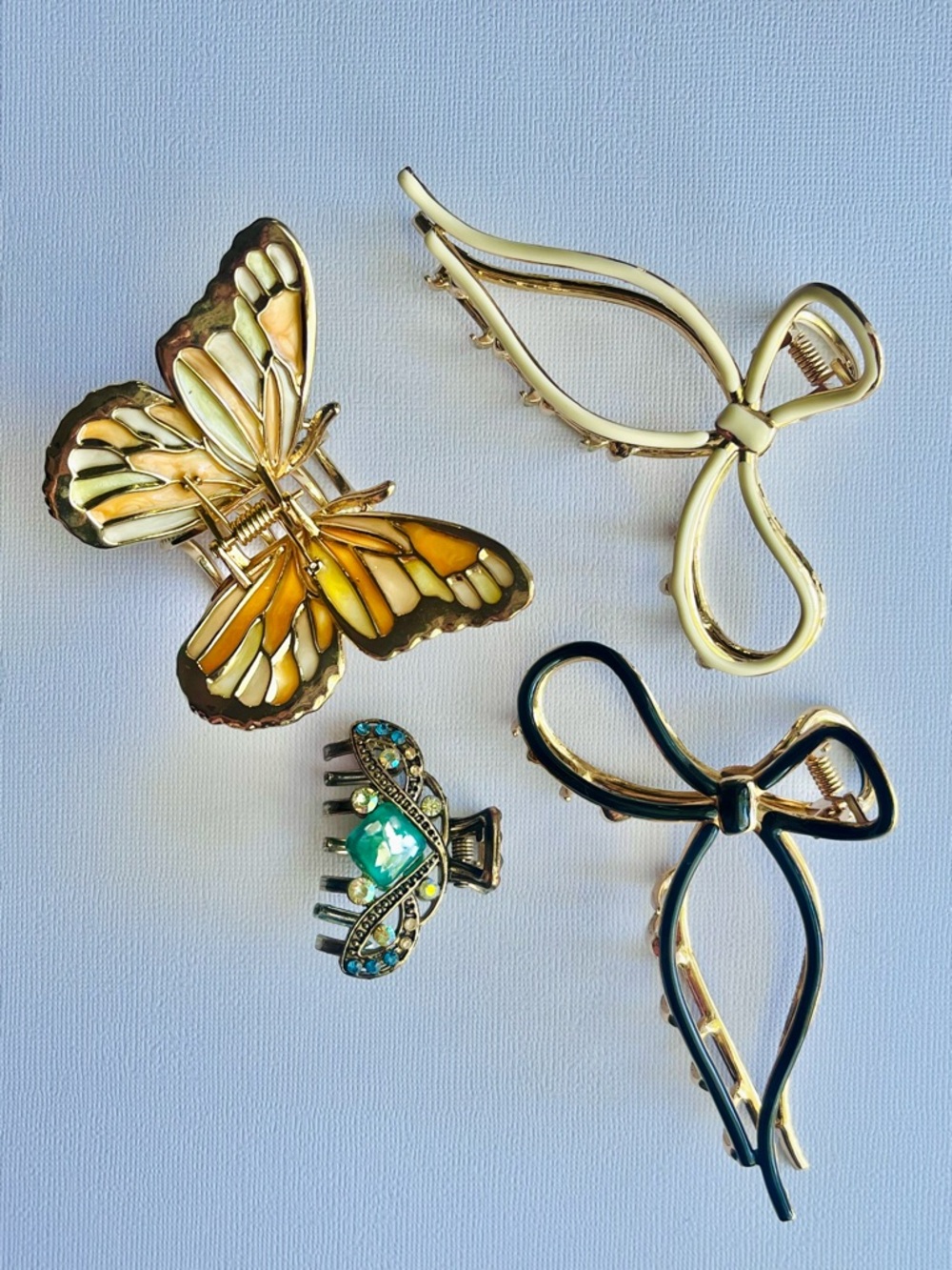 Cute Metal Hair Clips: Piper K Bow Clips, Butterfly | Goody Brass Gem Clip
